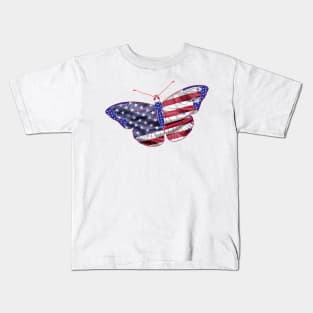 Butterfly American Flag Kids T-Shirt